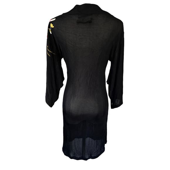 Jean Paul Gaultier Vintage‎ Floral Hummingbird Kimono Sleeve Mesh Mini Dress - Picture 2 of 15